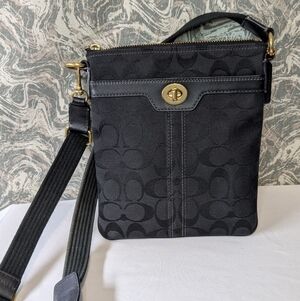 Coach Black Signature Turnlock Crossbody Bag